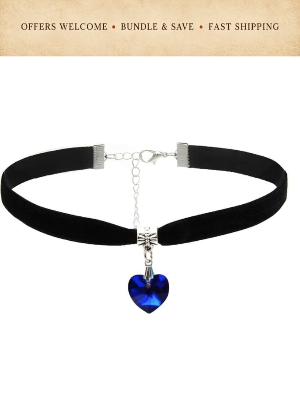 Velvet Gothic Victorian Choker Necklace Heart Pendant Lolita Jewelry Women